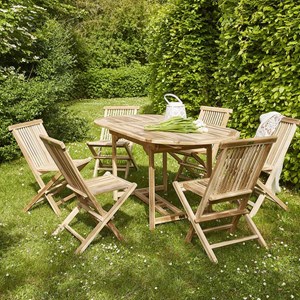 Salon de jardin teck brut 6/8 pers