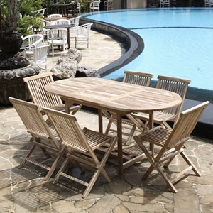 Salon de jardin teck brut 6/8 pers