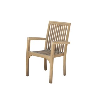 Fauteuil de jardin empilable en teck bru