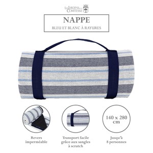 Nappe picnic xl bleu et blanc 280x140cm