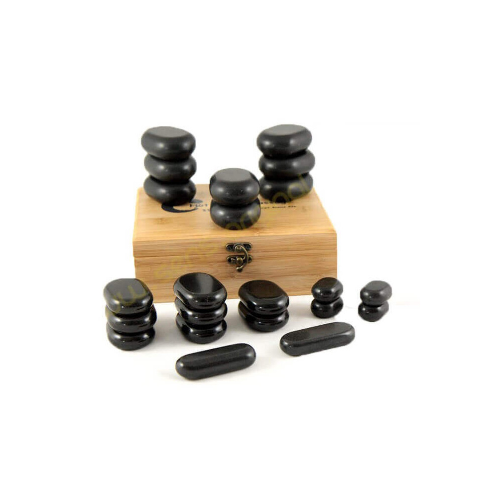Lot De 4 Pierres De Massage XL En Basalte Compressé – Pour Massages Et Thermothérapie