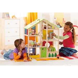 Maison de poupée en bois meublée