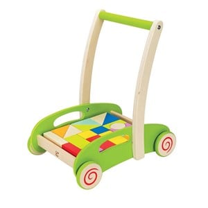 Chariot de marche et cubes en bois hape