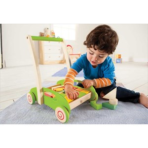 Chariot de marche et cubes en bois hape