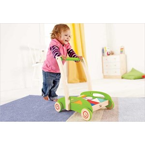 Chariot de marche et cubes en bois hape