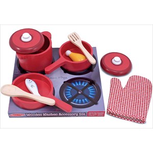 Dînette casseroles en bois rouge
