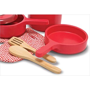 Dînette casseroles en bois rouge