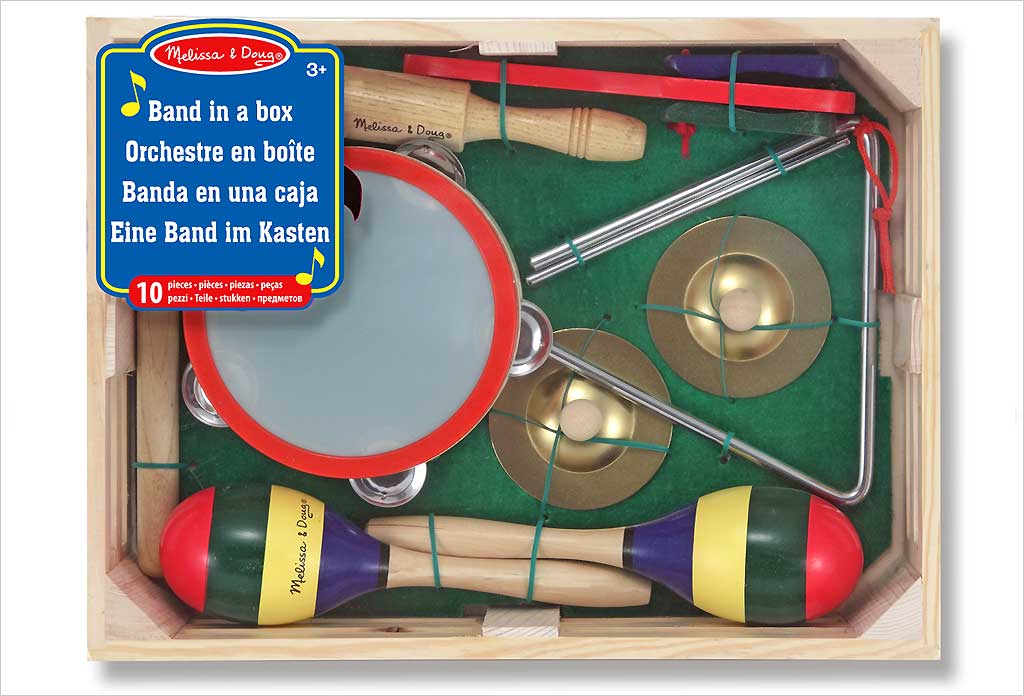 WOOMAX Set Musical 4 Instruments – Maracas, Tambourin, Castagnettes – Bois, Dès 12 Mois