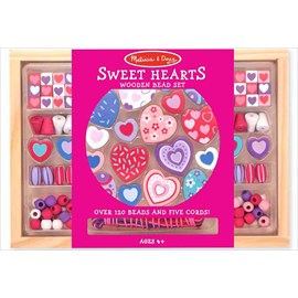 Jeu de perles à enfiler cœur rose