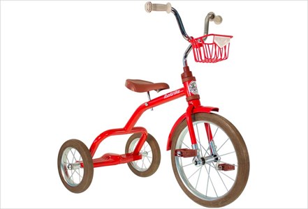 Grand tricycle vintage métal rouge