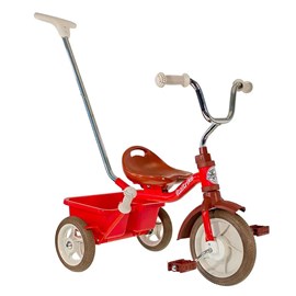 Tricycle rouge avec canne et benne