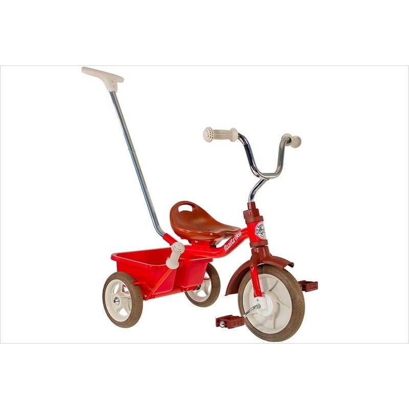 Tricycle rouge avec canne et benne
