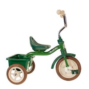 Tricycle en métal vert avec benne