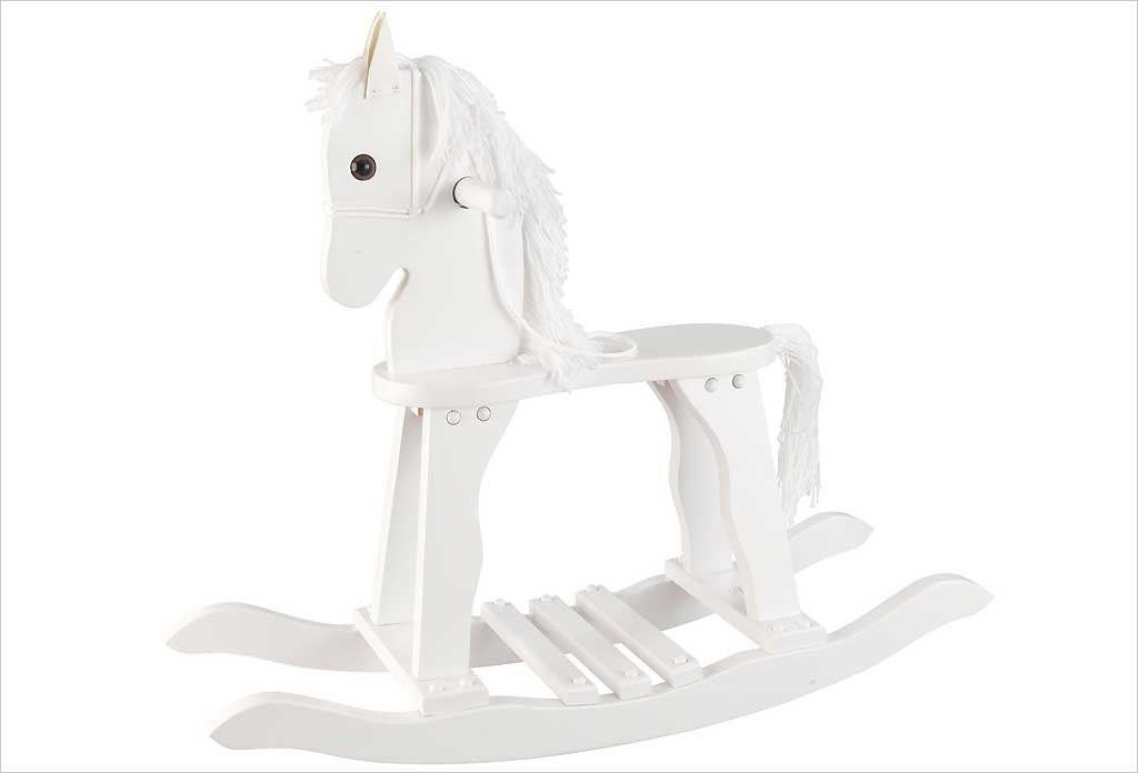 cheval a bascule en bois blanc