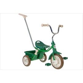 Tricycle vert avec canne et benne