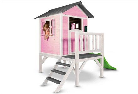 Cabane enfant sur pilotis rose lodge xl