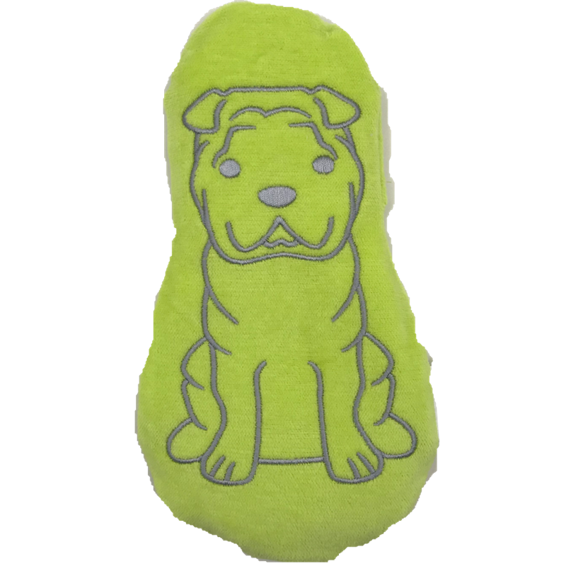 Chien tissu vert pomme