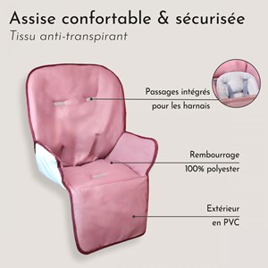 Housse assise chaise haute - rose
