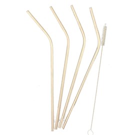 4 pailles en inox courbées