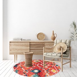 Tapis berbère  100x100 rond multicolore