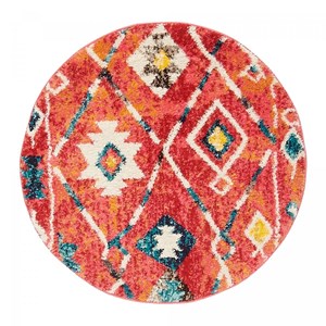 Tapis berbère  100x100 rond multicolore