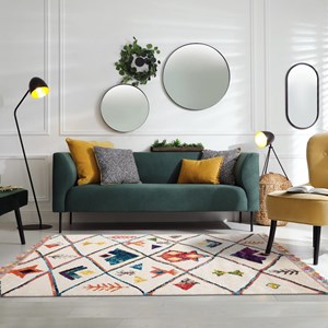 Tapis berbère style 100x100 carre blanc