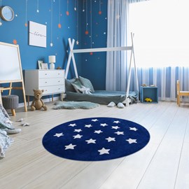 Tapis enfant 140x140 rond bleu