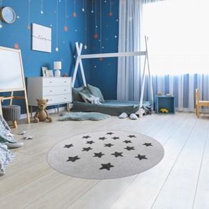 Tapis enfant 140x140 rond blanc