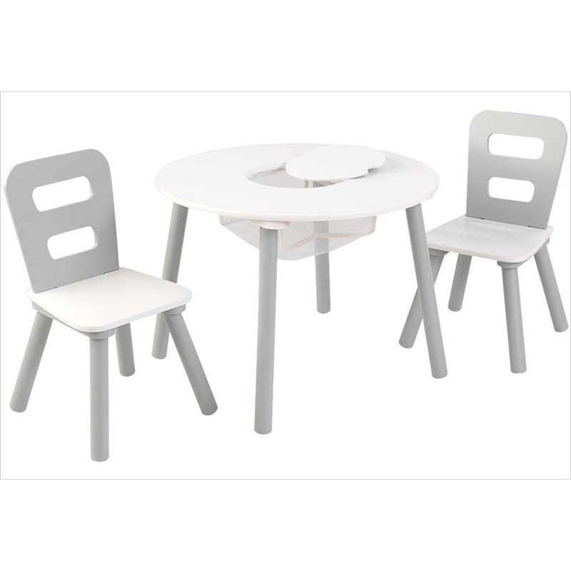 Table enfant ronde et 2 chaises grises