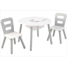 Table enfant ronde et 2 chaises grises