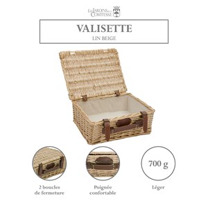 Valisette pique-nique en osier vide