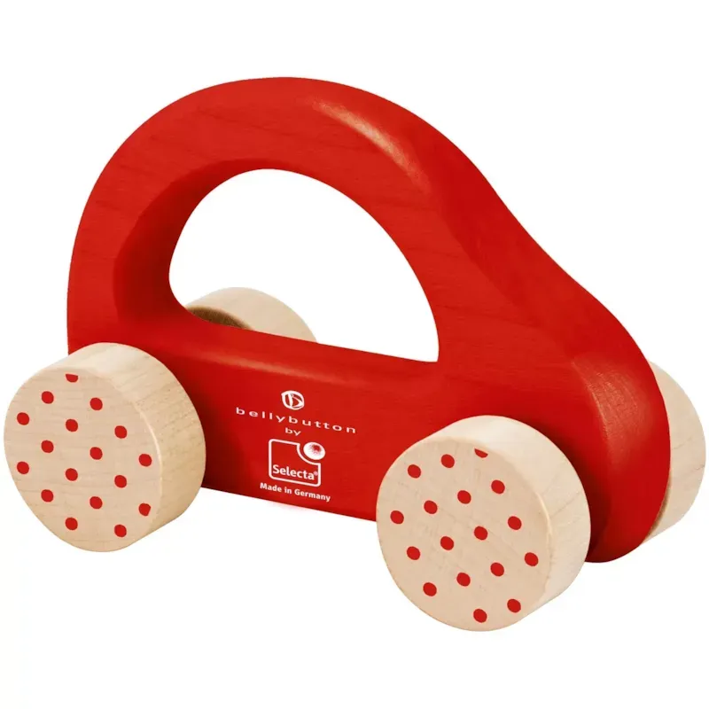 SELECTA Voiture &agrave; pousser en bois : Petite voiture rapide rouge Bellybutton By 