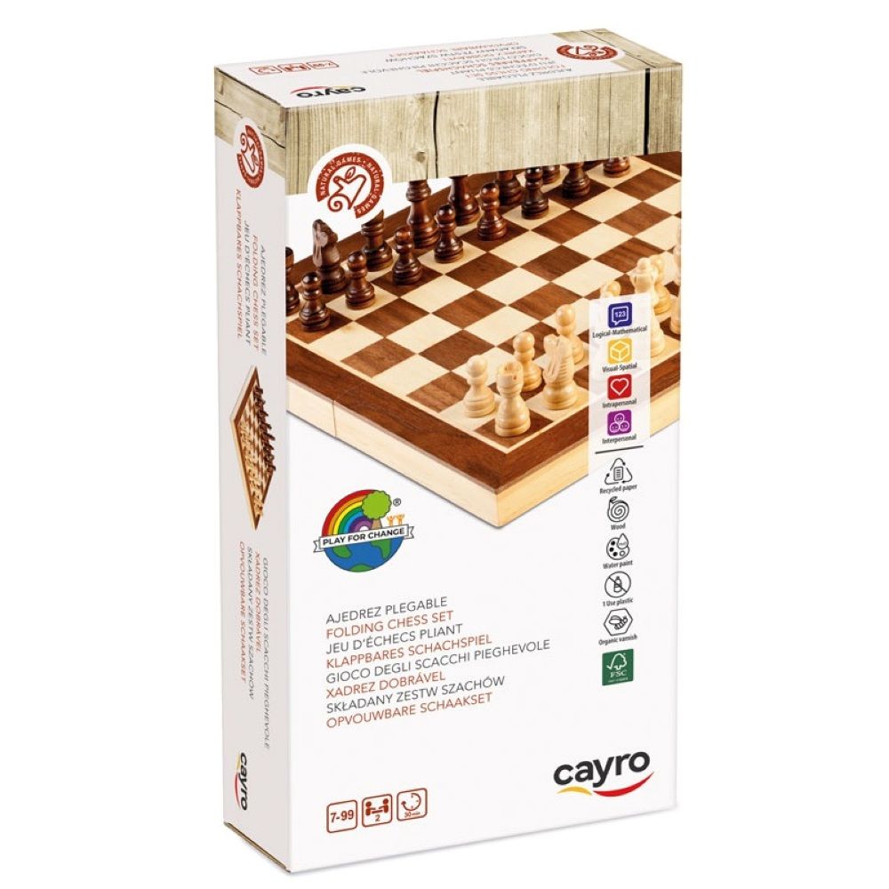 Jeu de societe en bois - jeu d'echecs pliable 29 x 29 cm - Jeu d'échecs