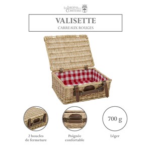 Valisette pique-nique à carreaux rouges