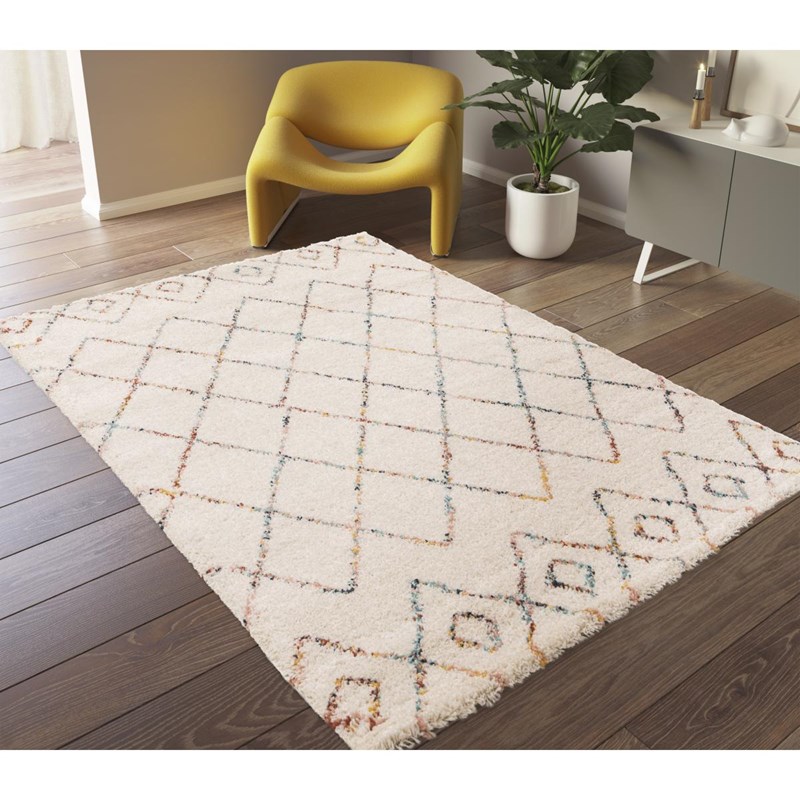 Tapis shaggy 200x290 crème