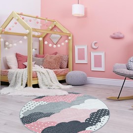 Tapis enfant 120x120 rond rose