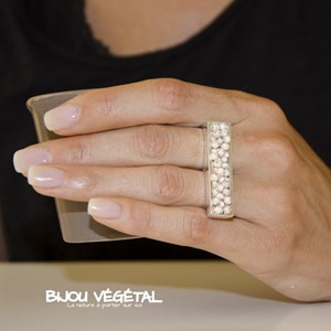 Bague argent jardinière avec mini fleurs