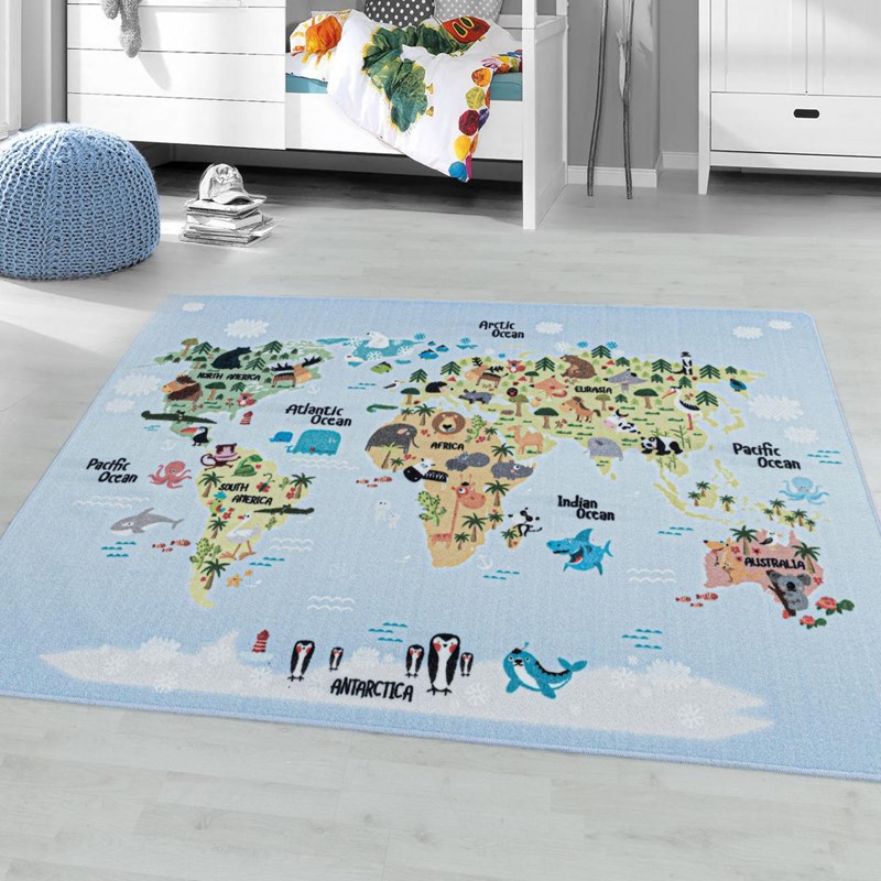 Tapis enfant 140x200 bleu