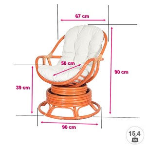 Fauteuil pivotant java orange en rotin