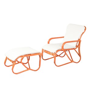 Fauteuil siesta et repose pied en rotin
