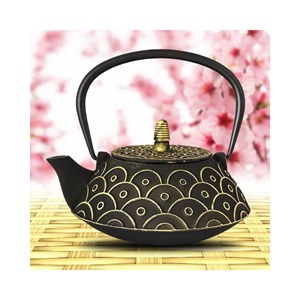 Théière fonte avec écailles dorées