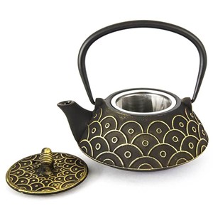 Théière fonte avec écailles dorées