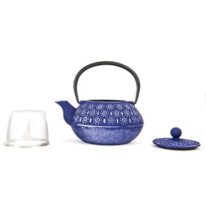 Théière fonte fleur bleu mauve 80cl