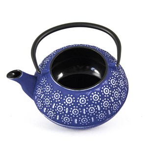 Théière fonte fleur bleu mauve 80cl