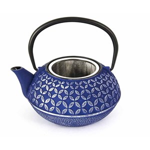 Théière fonte rosace bleu mauve 0.8l