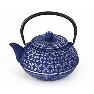 Théière fonte rosace bleu mauve 0.8l