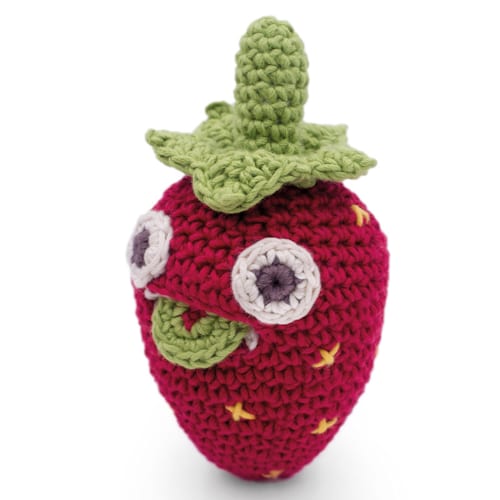 MyuM - Hochet fraise fait-mains coton bio