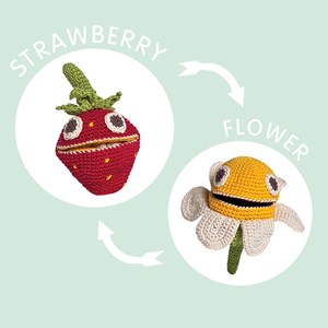 Doudou fraise réversible fait main bio