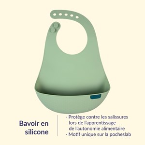 Bavoir récupérateur silicone difax vert
