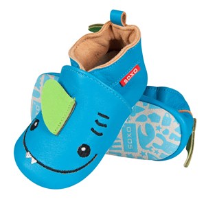 Chaussons bébé en cuir souple bleu 16 -